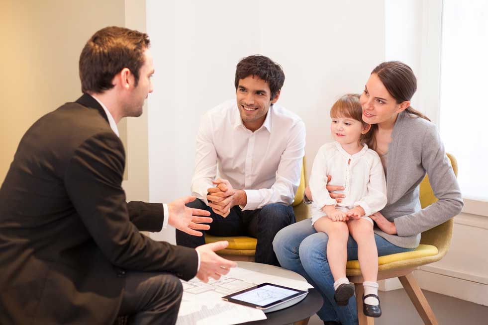 Insurance agent with a family